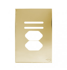 Placa p/ 2 Interruptores + tomada dupla 4x2 - Novara Glass Dourado